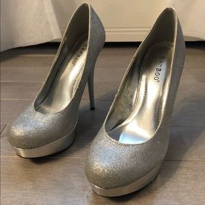 Silver sparkly high heels
